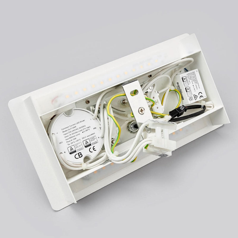 Applique murale LED Elske en métal, blanc et chromé, 2 lumières, hauteur 12 cm