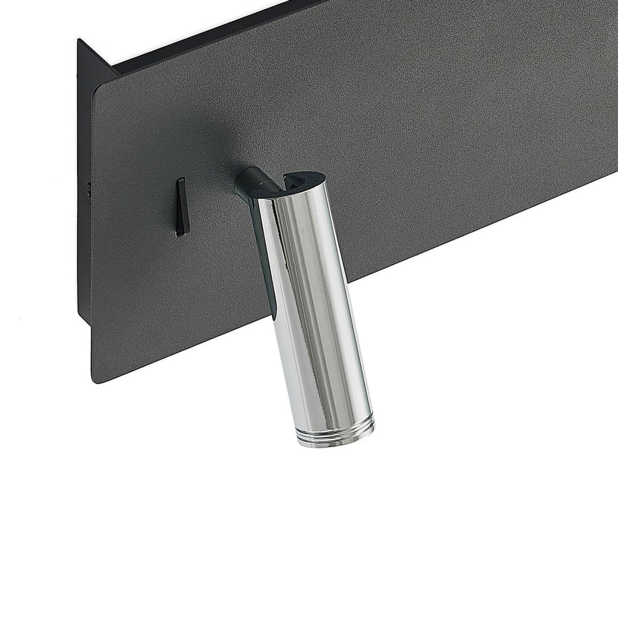 Applique murale LED Kimo en aluminium, noir et chromé, 2 lumières, hauteur 14 cm