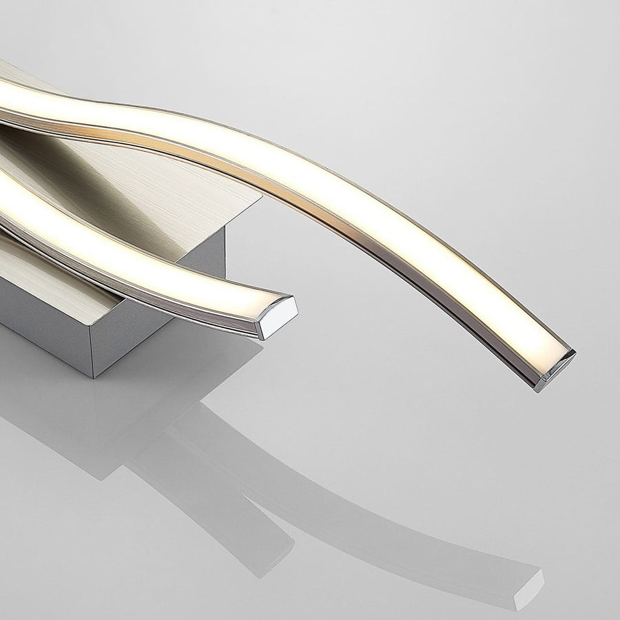 Applique murale LED en aluminium, nickel mat et albâtre, hauteur 45 cm