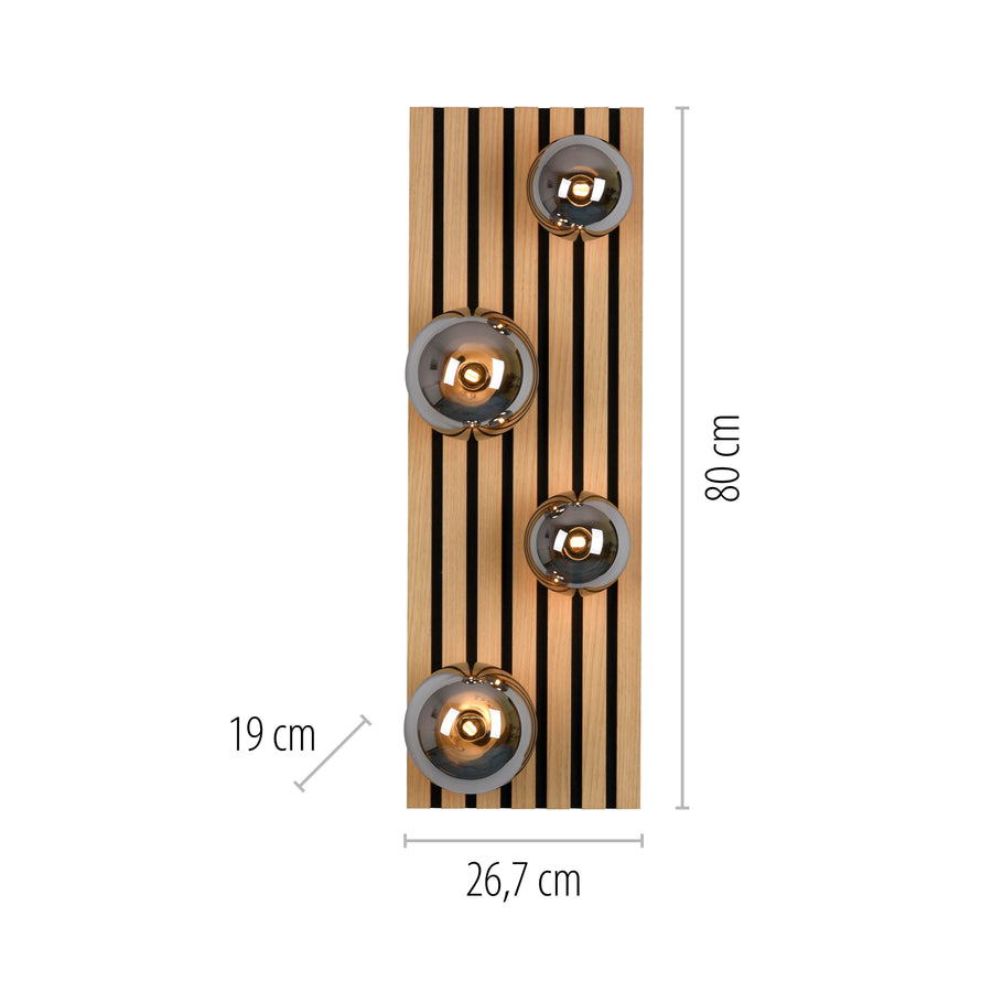 Plafonnier Green Stika 4 lumières bois