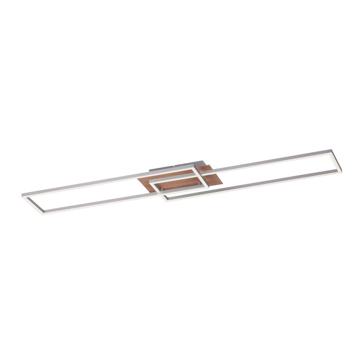 Plafonnier Iven aluminium et bois, L 25 cm