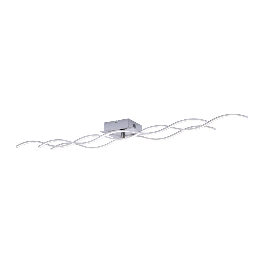 Plafonnier Wave acier, P 139,5 cm