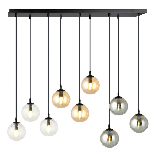 Suspension Cosmo 9 lumières noire, mix