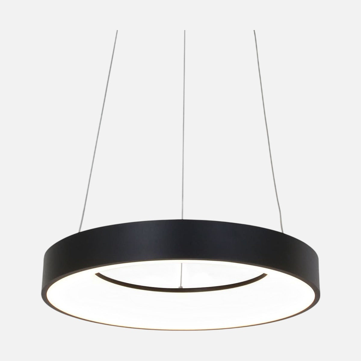 Lustre anneau LED noir Ringlede Ø48 cm sur fond gris clair