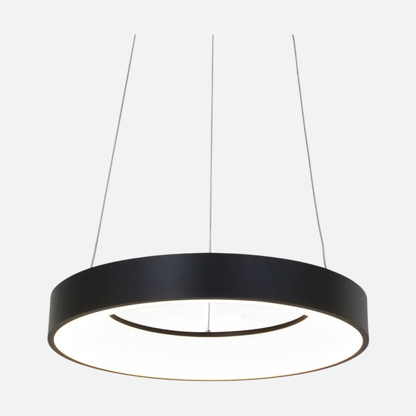 Lustre anneau LED noir dimmable, Ø48 cm salon | Ringlede