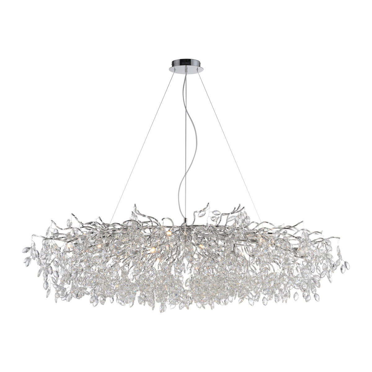 Suspension Ricicle 16 lumières chromée, cristal