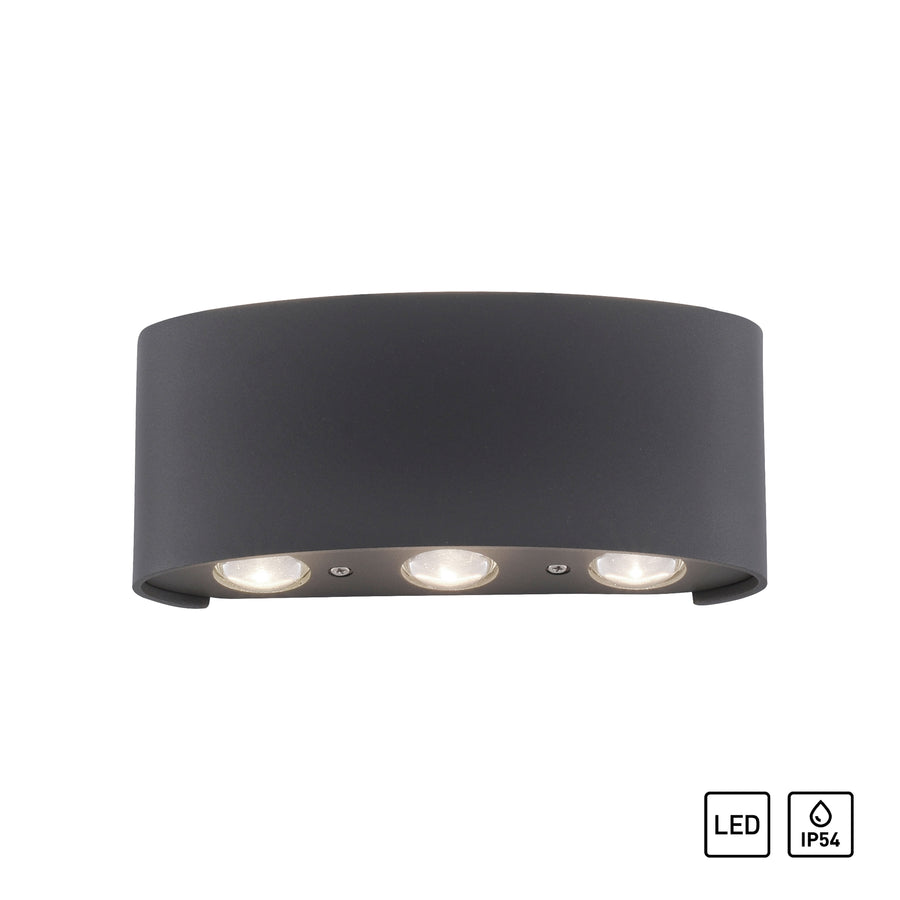 Produit isolé sur fond blanc, trois optiques allumées et pictogrammes LED IP54