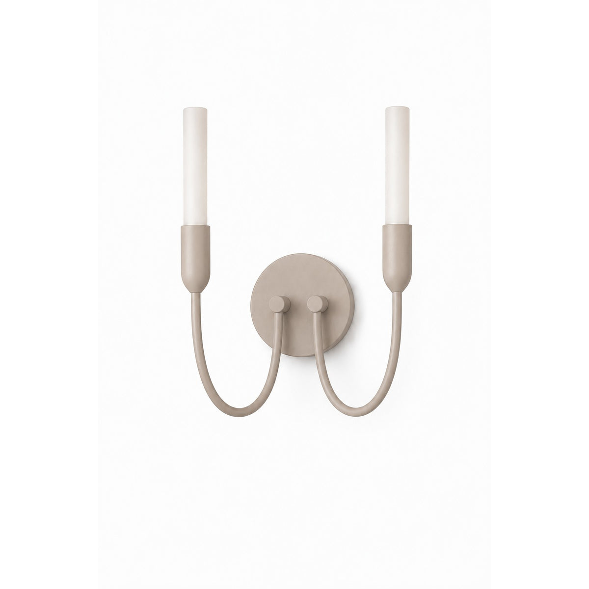 Vue de face de l'applique beige clair avec ses deux bras recourbés