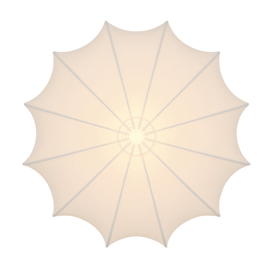 Vue de dessous montrant la structure interne et les nervures du diffuseur textile.