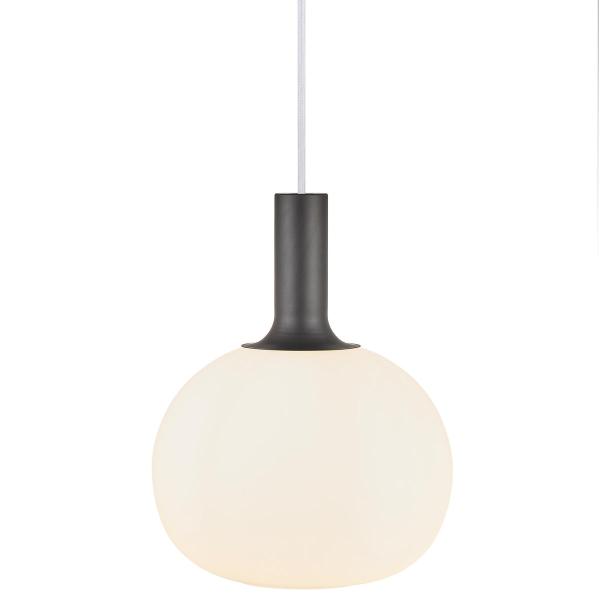Détail du col cylindrique noir et fixation sur le globe de verre