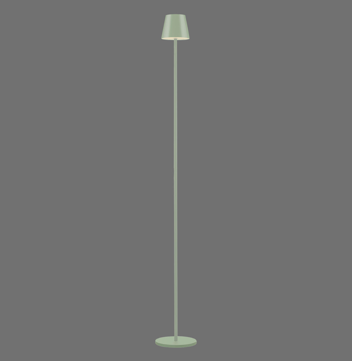 Lampadaire vert pastel entier vu de face sur fond gris uni