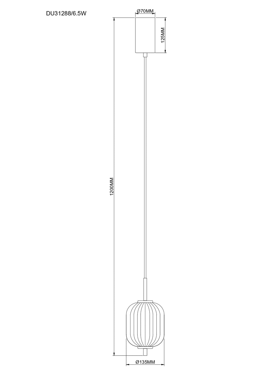 Suspension Akari dorée, verre, P 13,5 cm