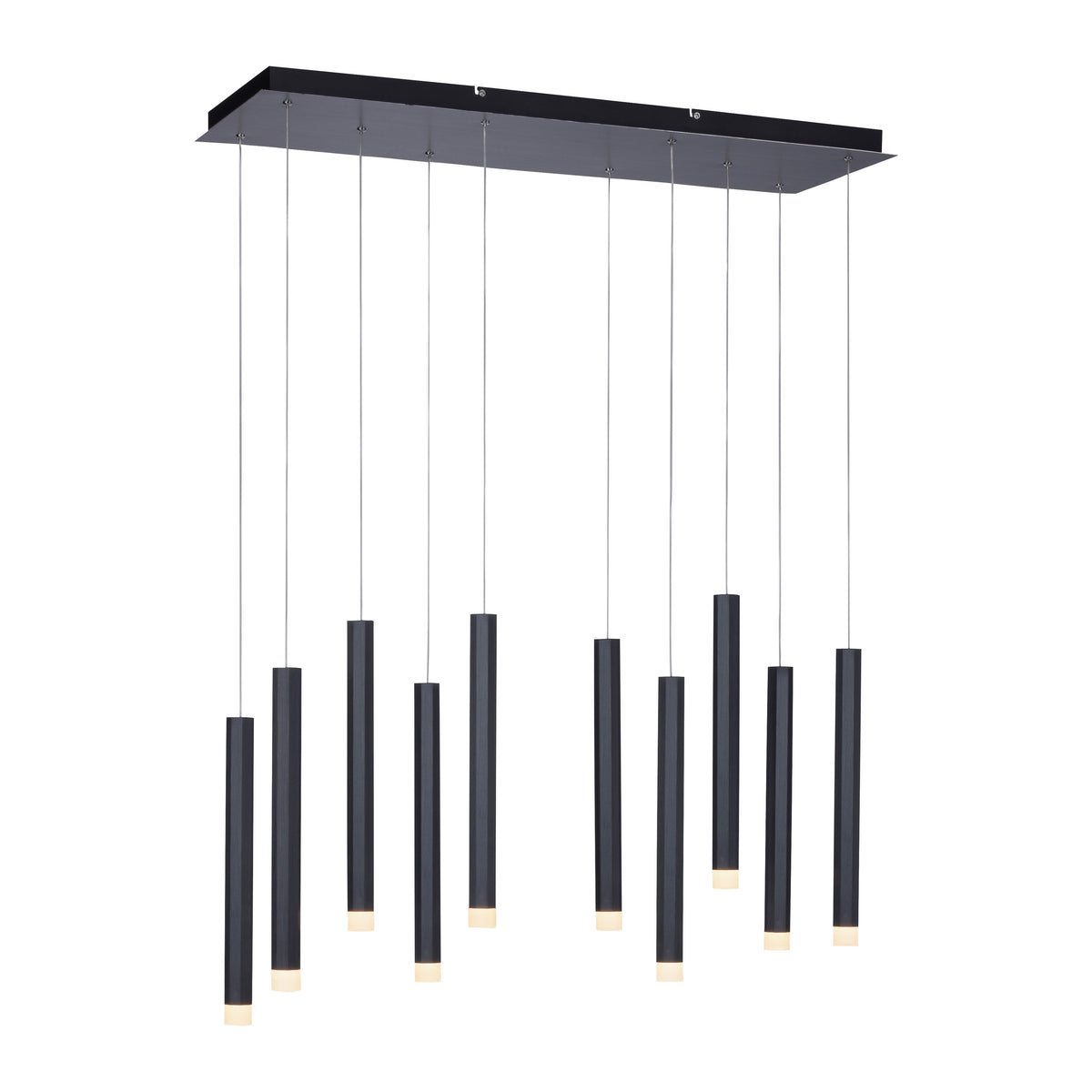 Produit entier détaché sur fond blanc, plateau noir et longs câbles fins verticaux.
