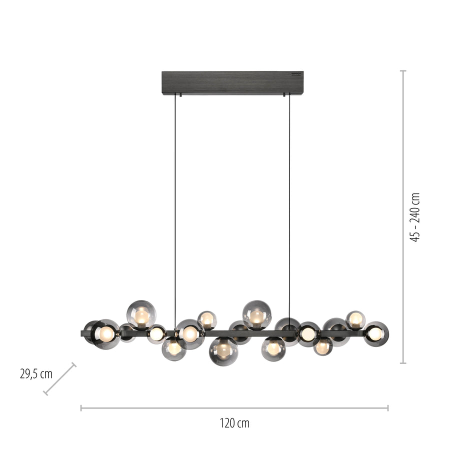 Suspension Pure E-Popup grise, verre, H 45 cm