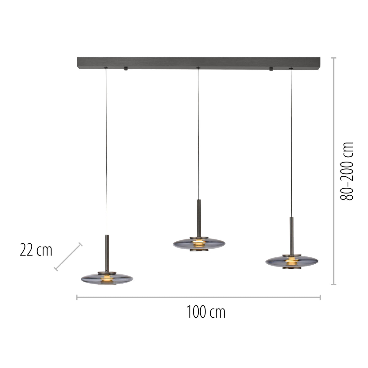 Suspension Pure Vitrum grise, verre