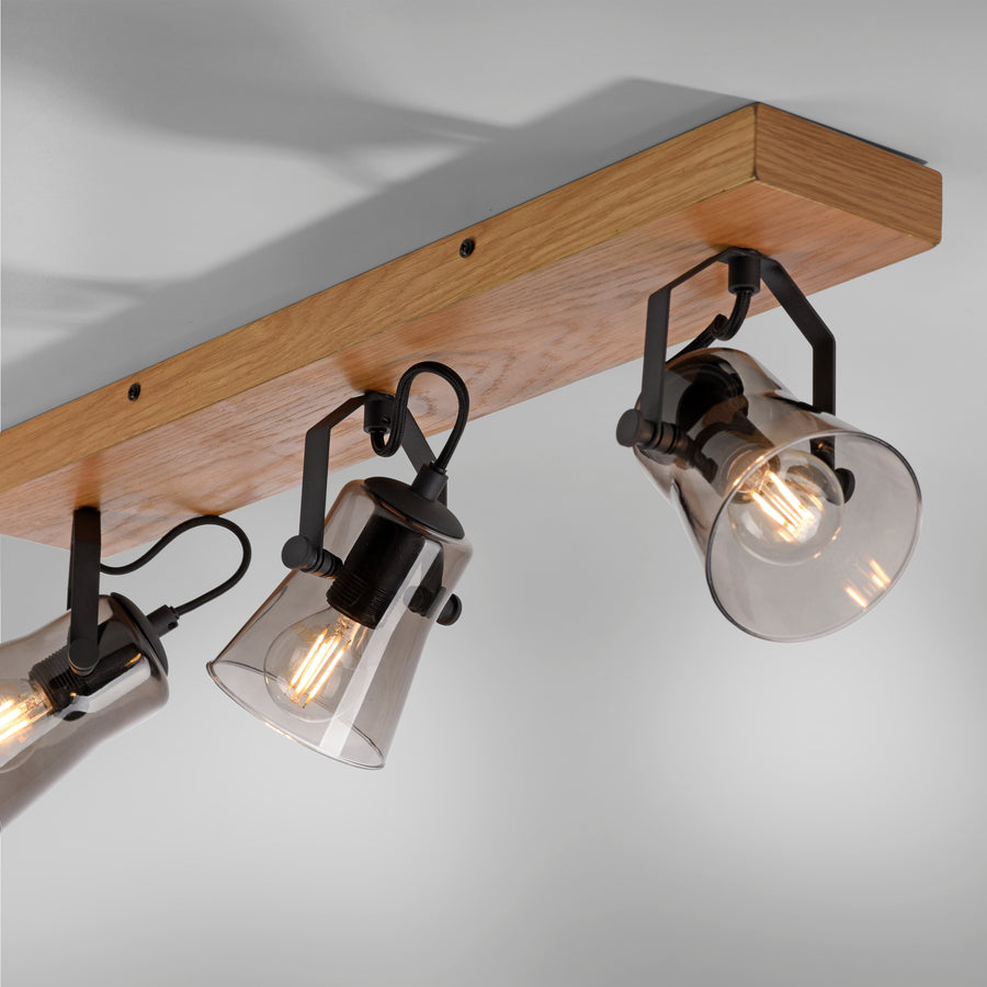 Plafonnier Green Langström 3 lumières noir et bois