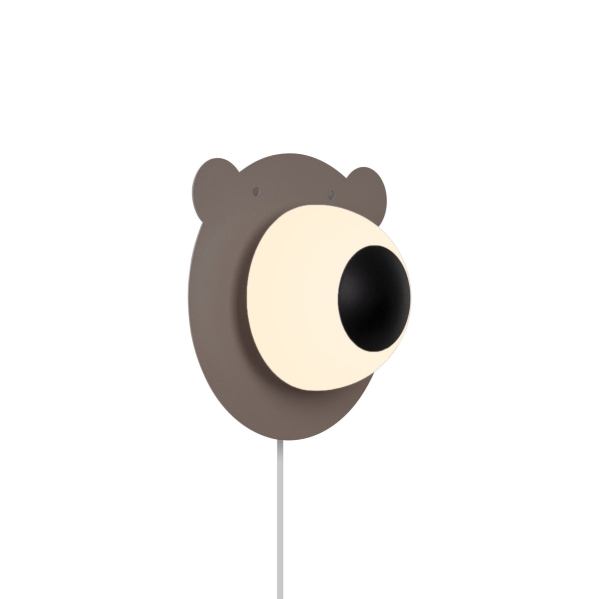 Vue de face de l'applique murale en forme de tête d'ours marron