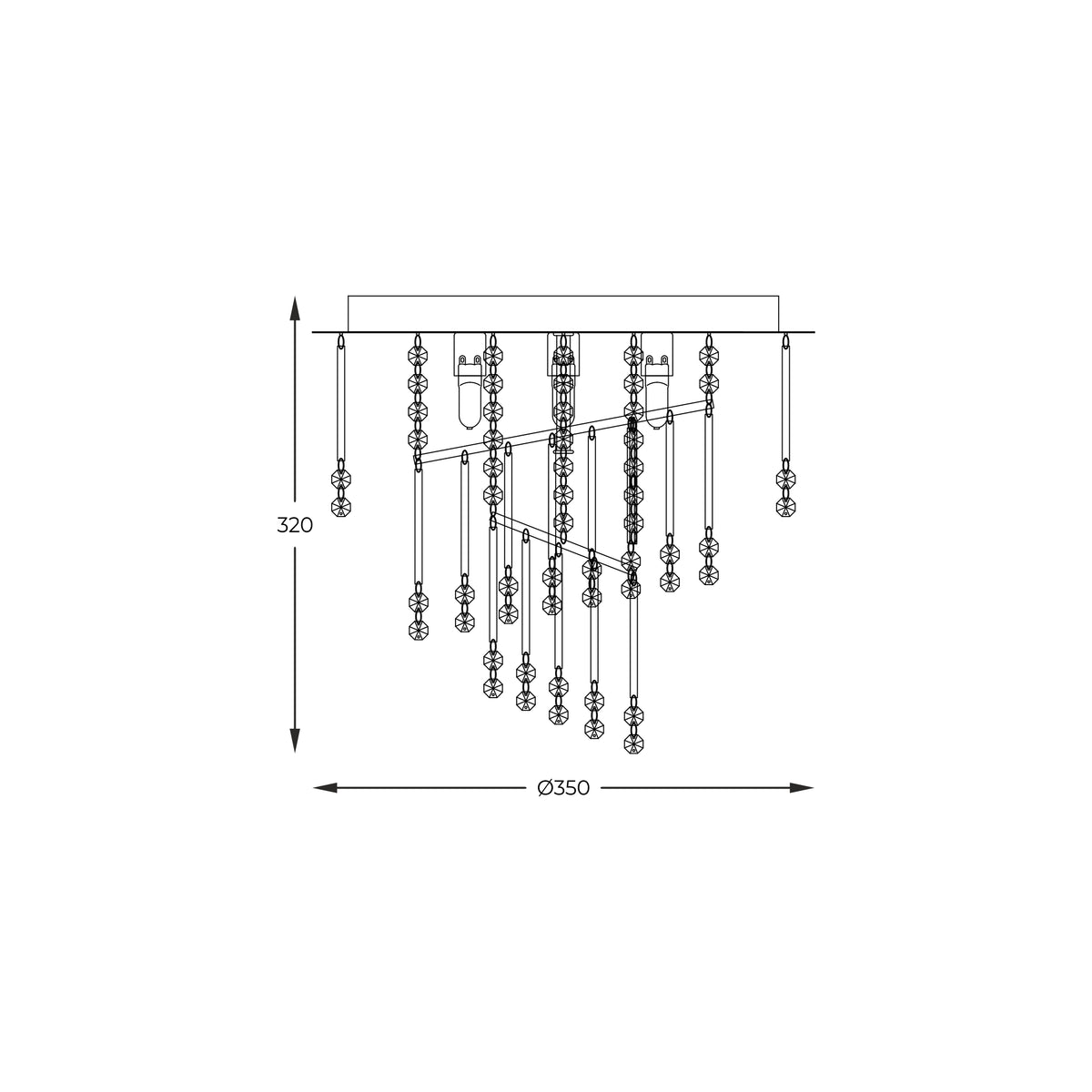 Schéma technique du plafonnier avec dimensions 350 mm de diamètre et 320 mm de hauteur
