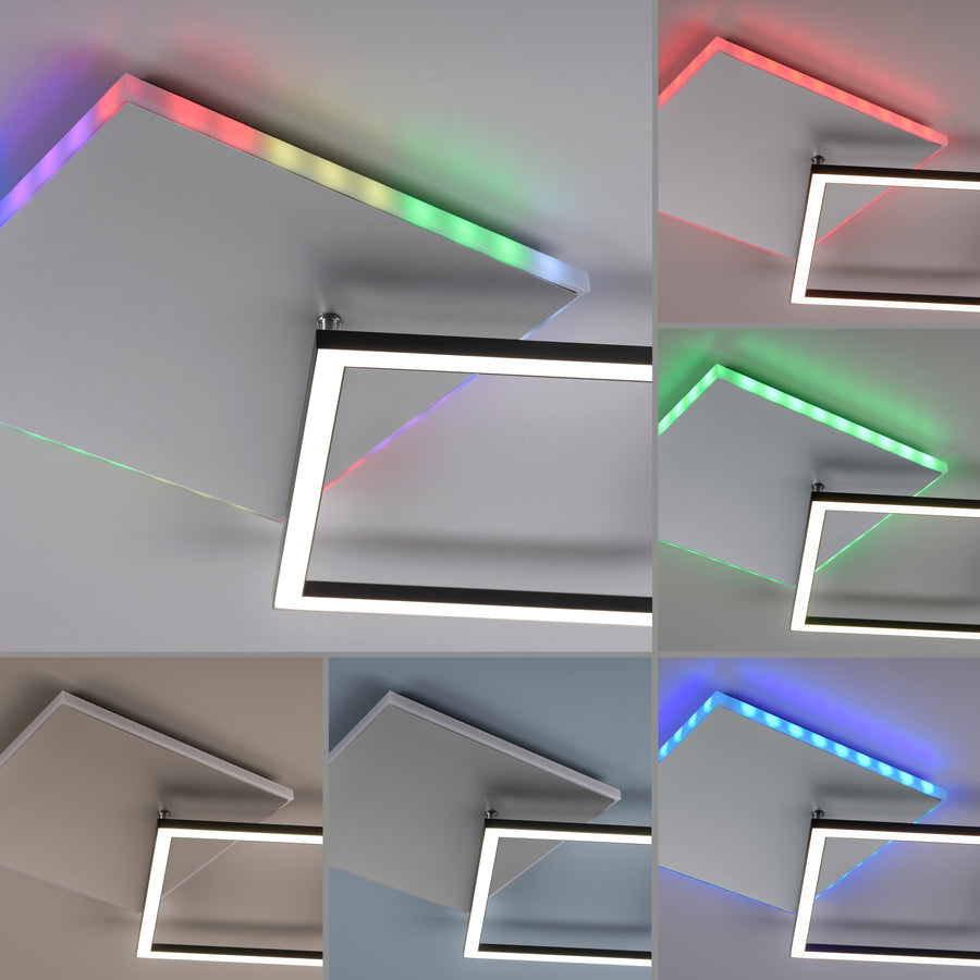 Grille de variations de couleurs montrant les différentes ambiances lumineuses du plafonnier