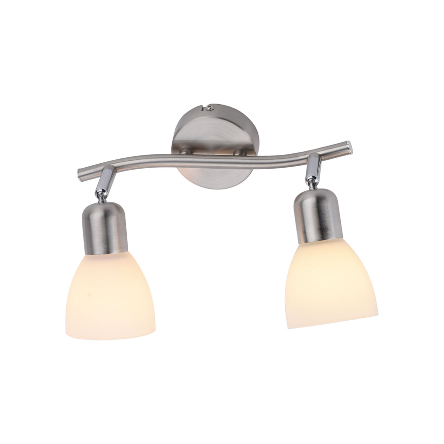 Plafonnier Karo 2 lumières acier, verre