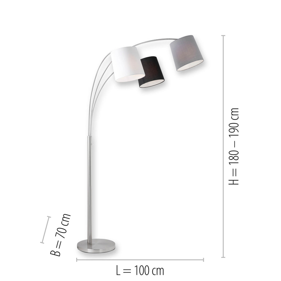 Lampadaire Melvin 3 lumières acier