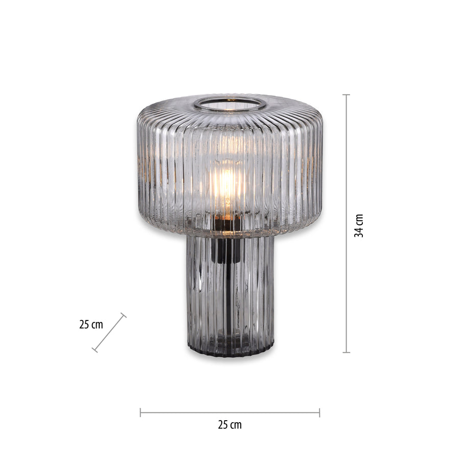 Lampe à poser Fungus fumée, verre