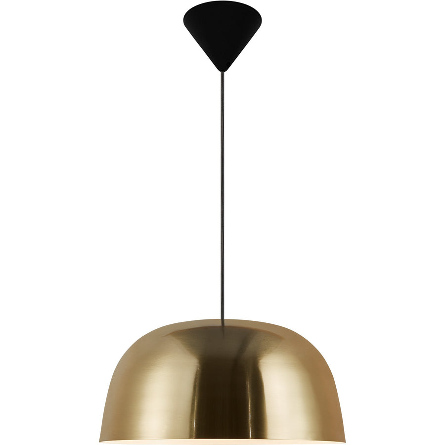 Suspension laiton vue de face avec câble noir et rosace au plafond