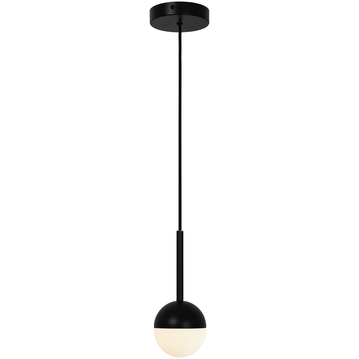 Version noire mate de la suspension suspendue à son câble, rosace apparente