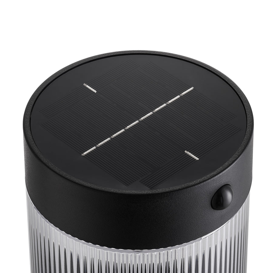 Borne extérieure LED Coupar solaire noire, IP44