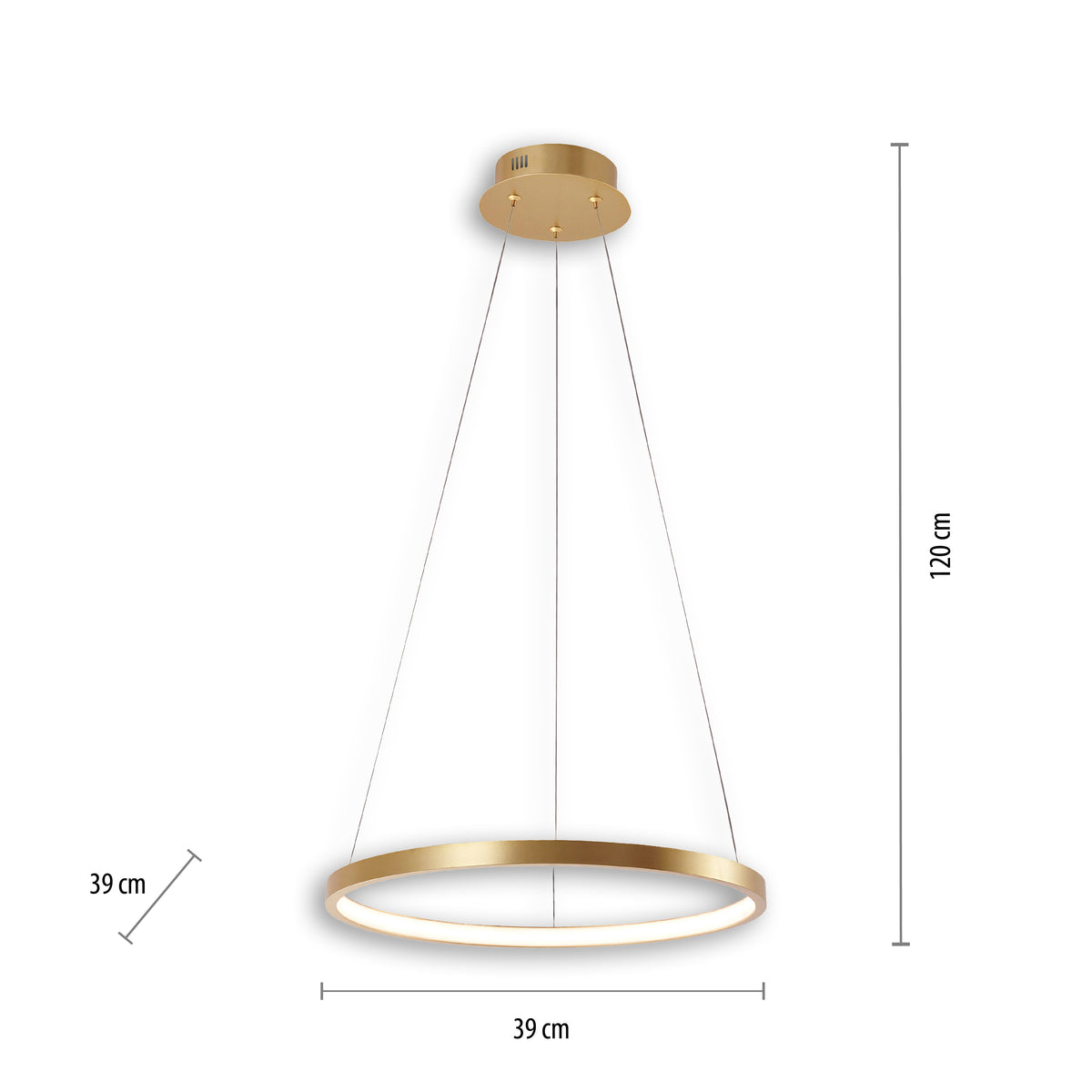 Suspension Circle dorée, L 39 cm