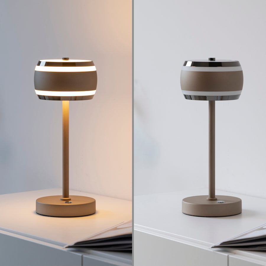 Lampe à poser Pure Falling Rings marron et chromée
