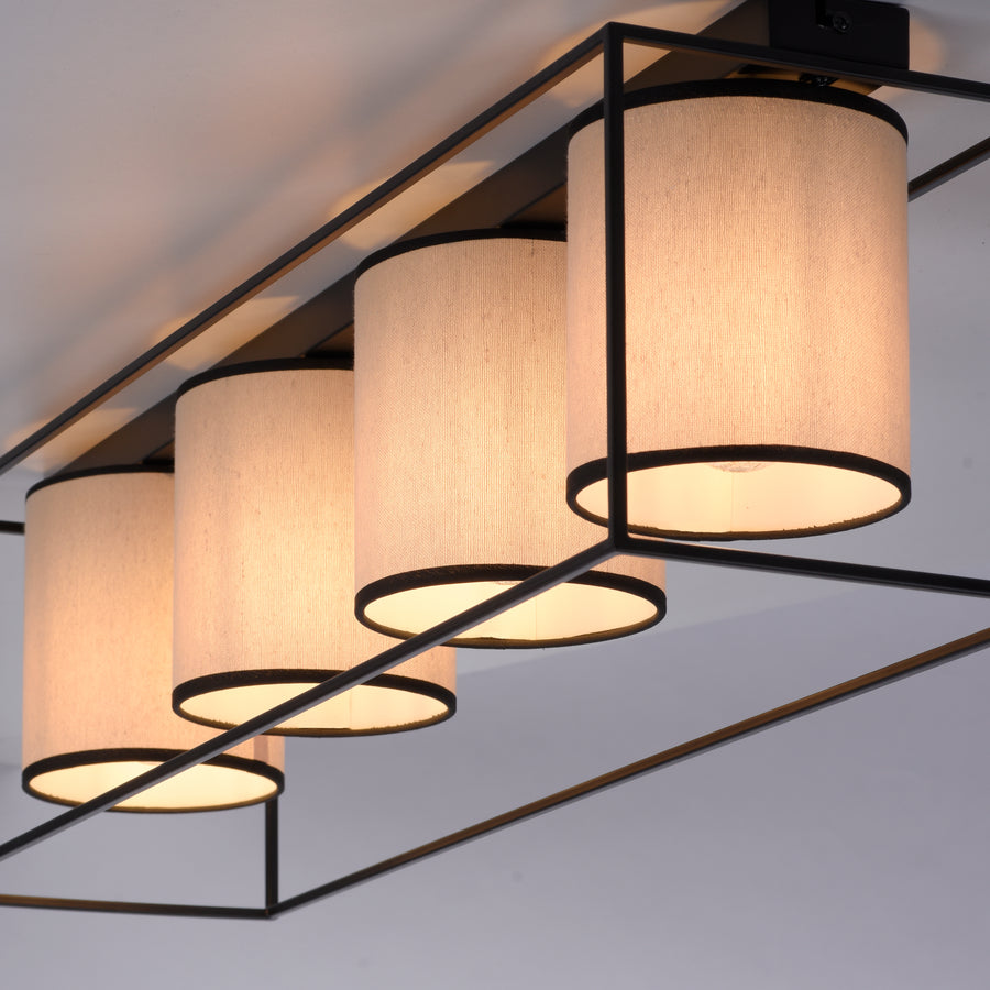 Plafonnier Raven 4 lumières beige et noir