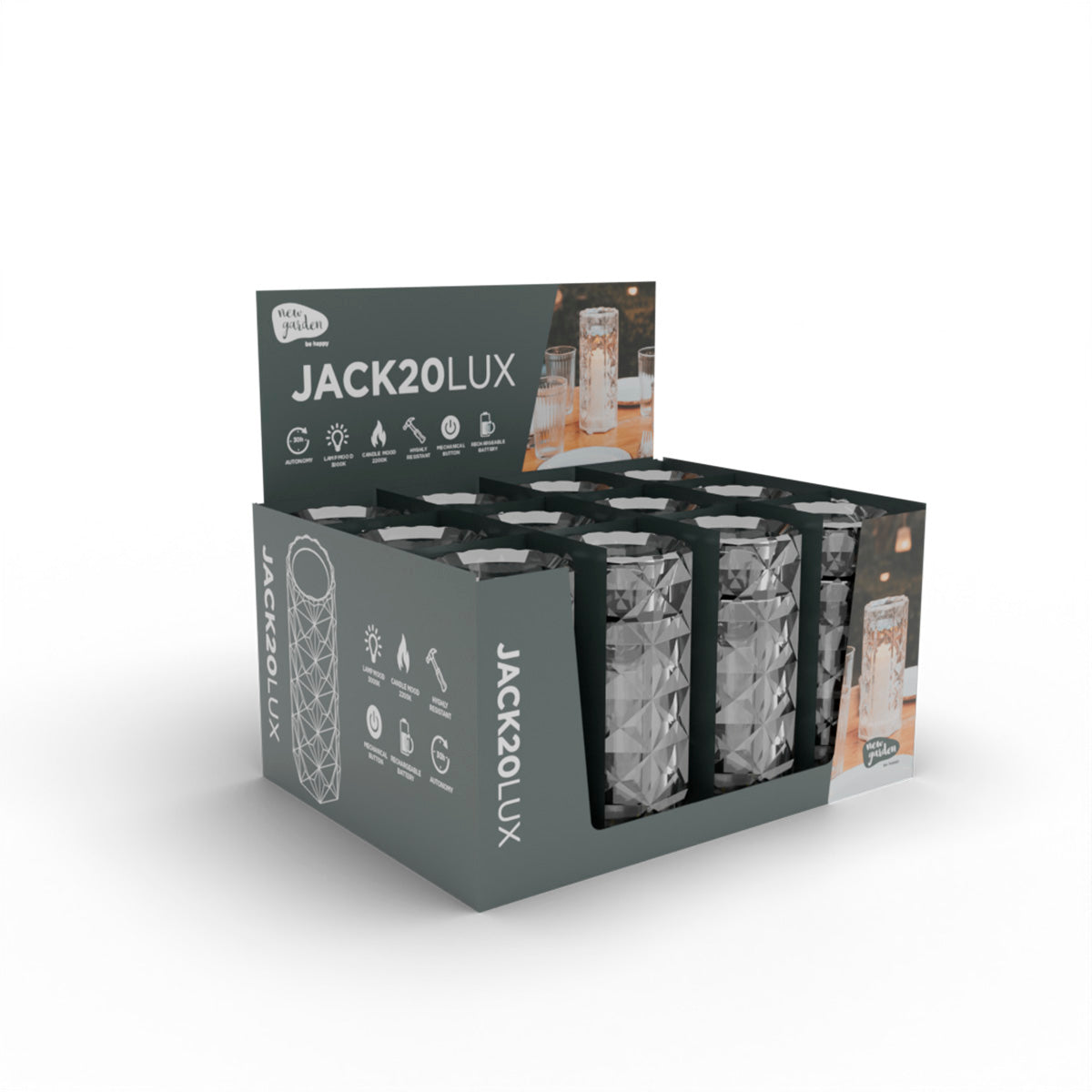 Lampe à poser Jack Lux, effet bougie