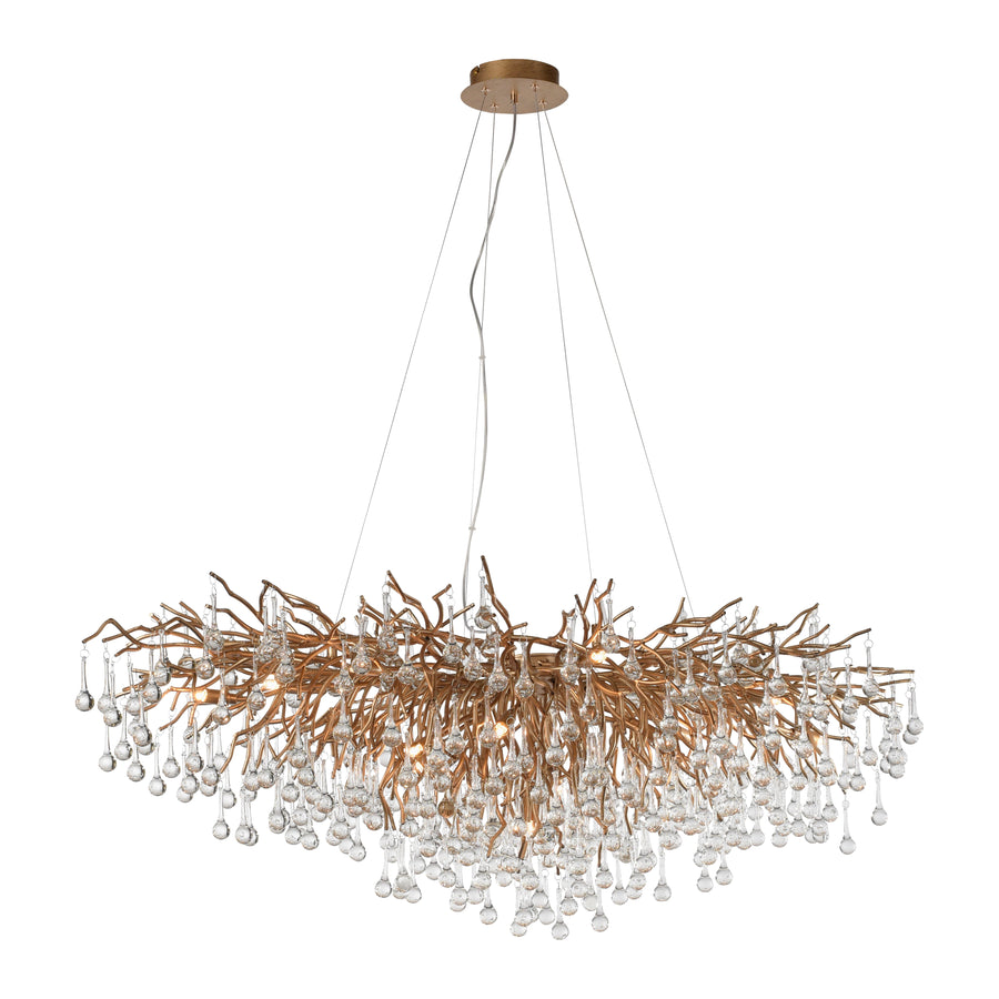 Suspension Icicle 15 lumières laiton vieilli, verre