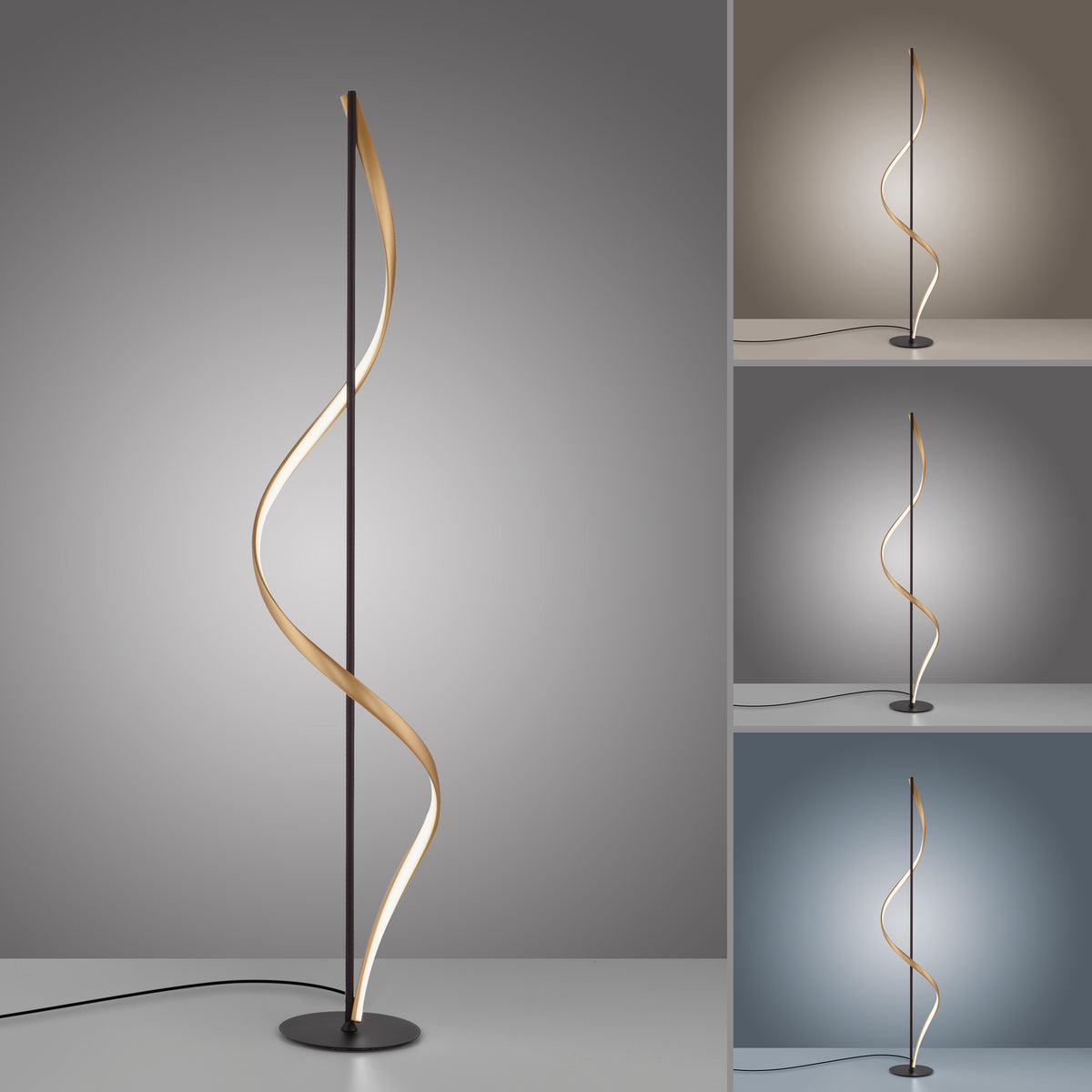 Trois scènes de lumière chaude, neutre et froide du lampadaire.