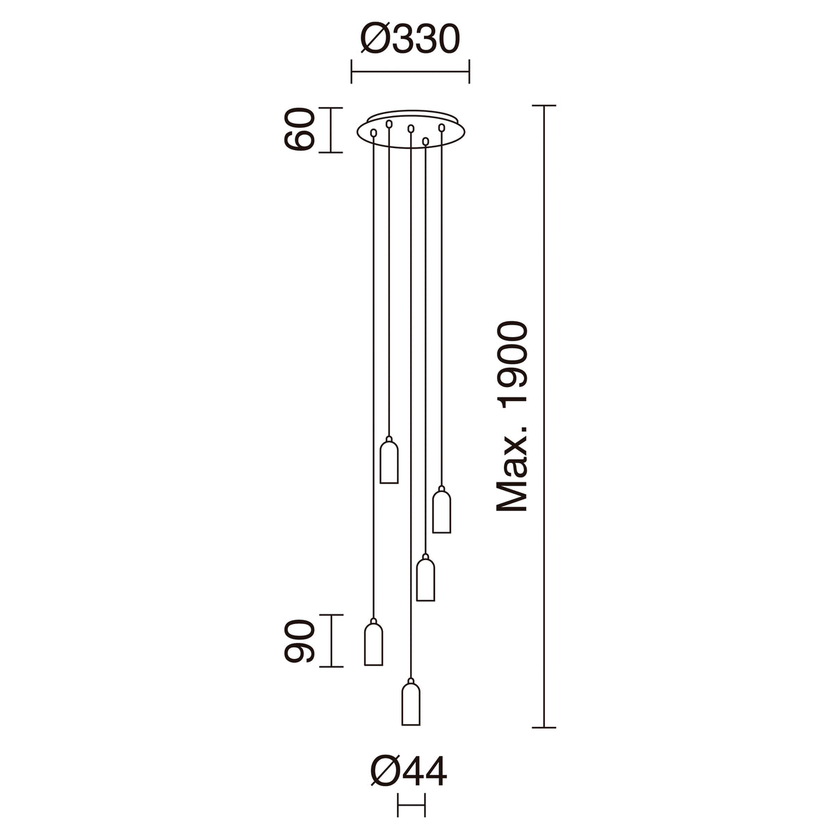 Suspension A TU Estilo 5 lumières