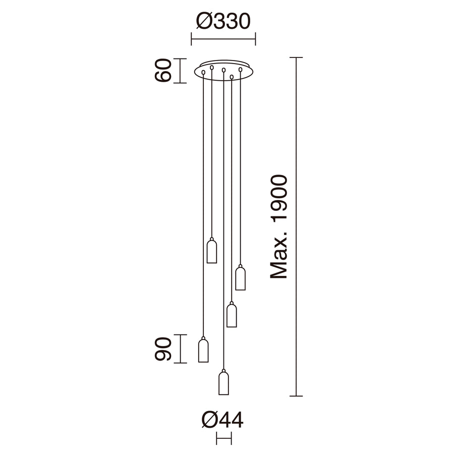Suspension A TU Estilo 5 lumières
