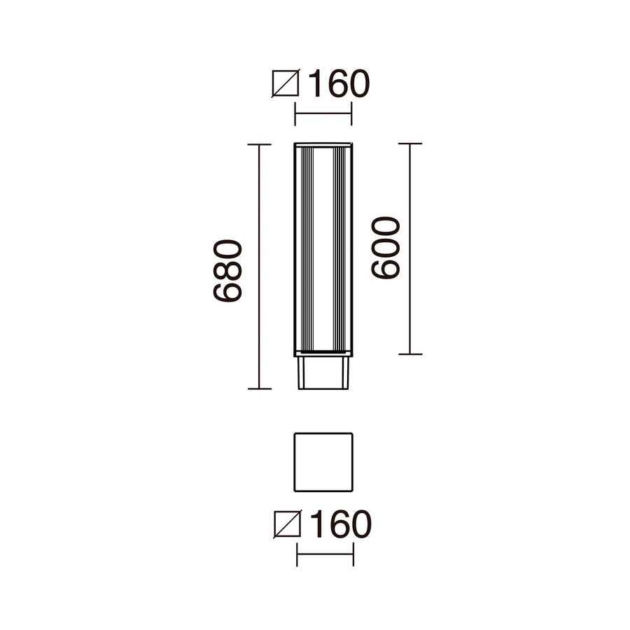 Borne extérieure Aura IP65, H 68 cm, 4000 K