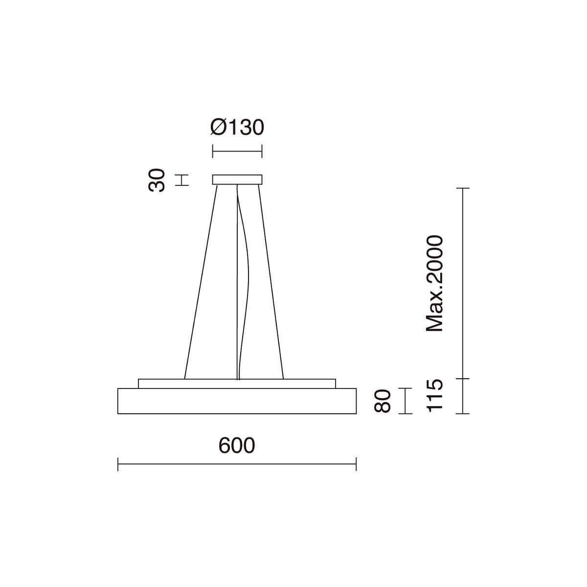 Suspension Bilog modèle moyen, LED intégrée