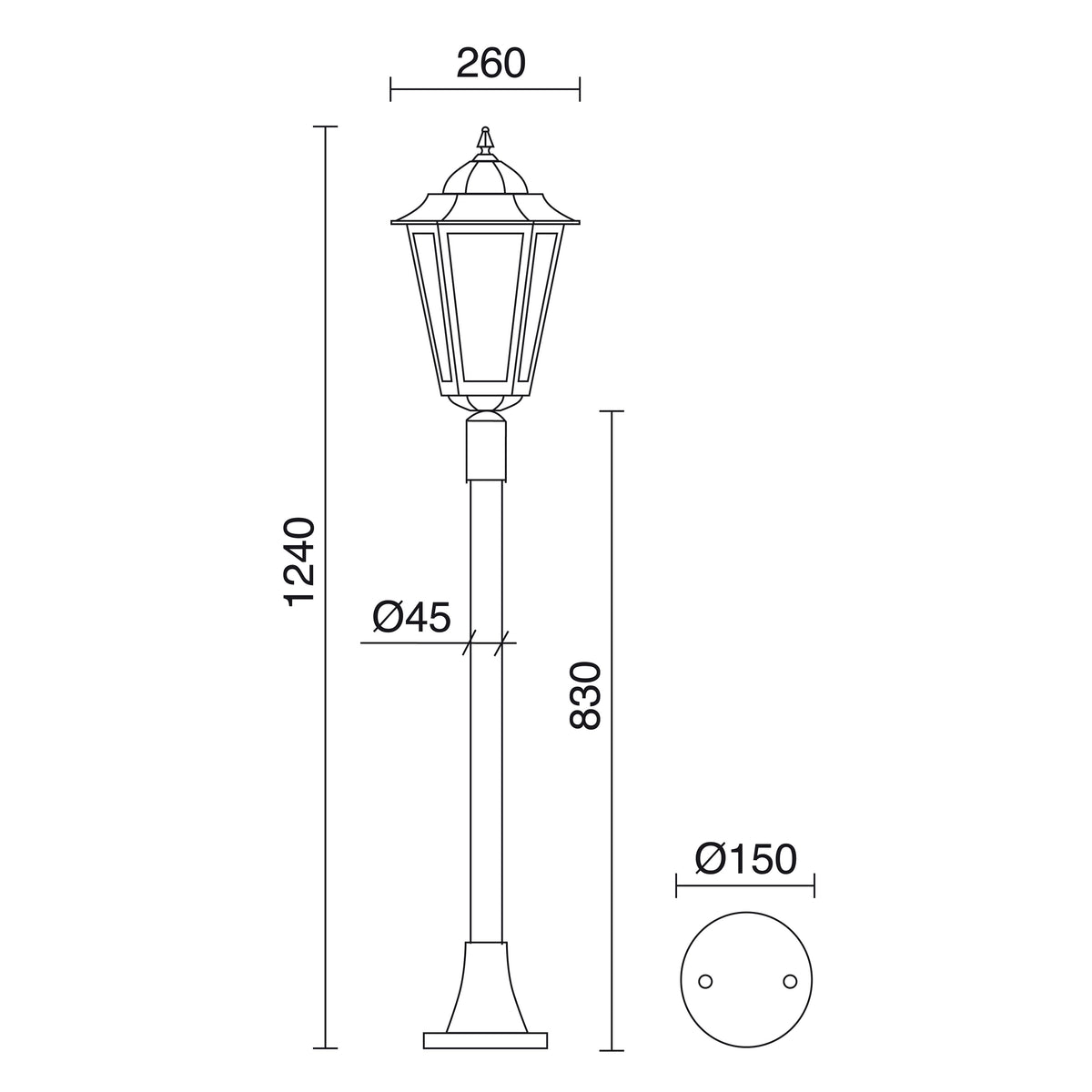 Borne extérieure Elite 6 IP43, H 124 cm