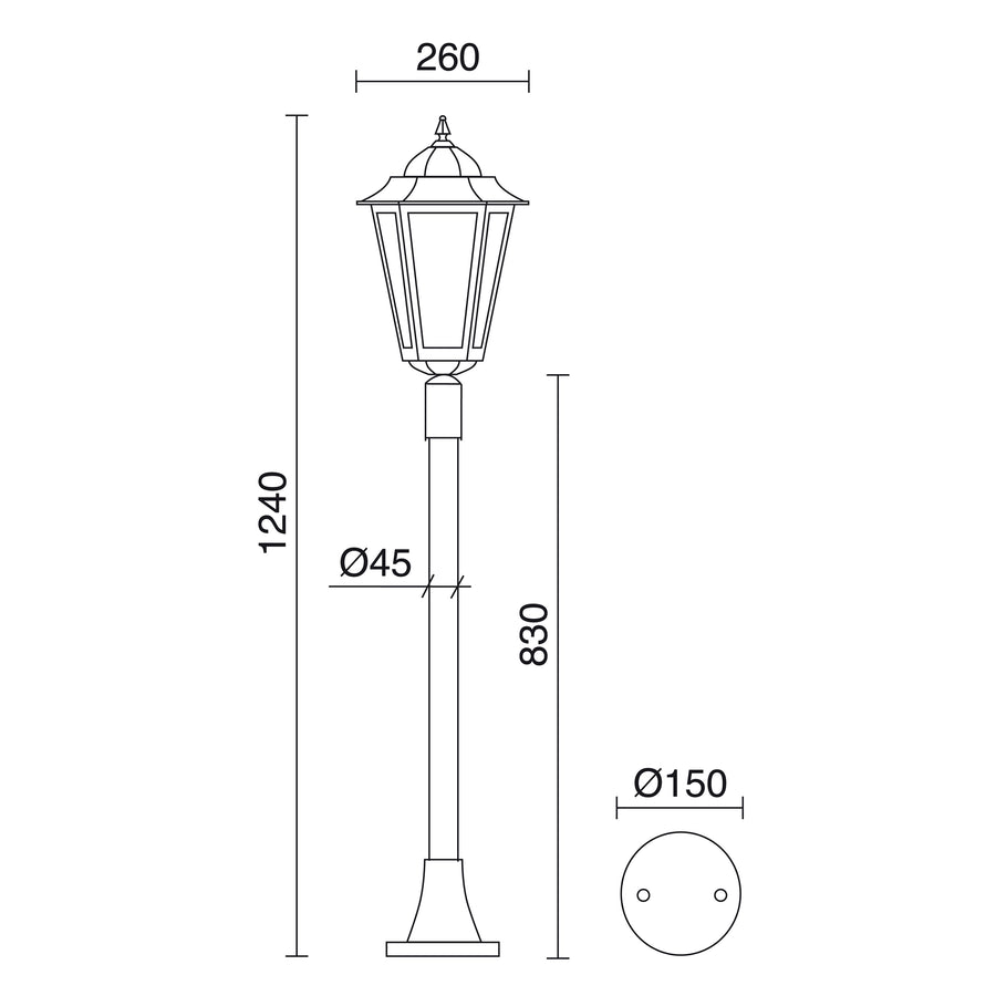 Borne extérieure Elite 6 IP43, H 124 cm