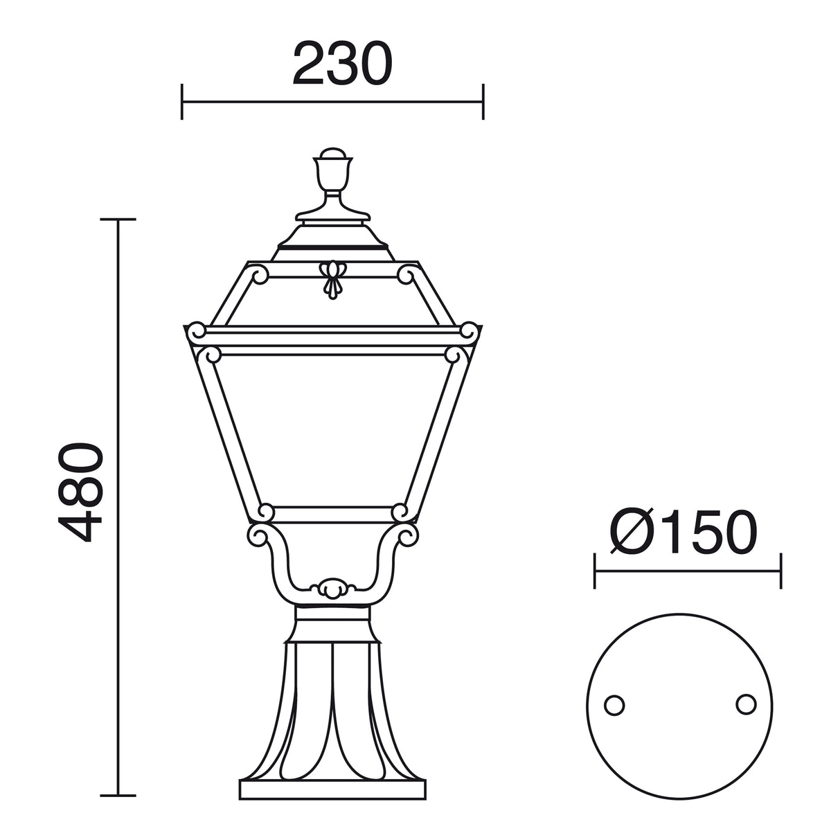 Borne extérieure Indura Mini 4 mini IP55, noir, H 48 cm