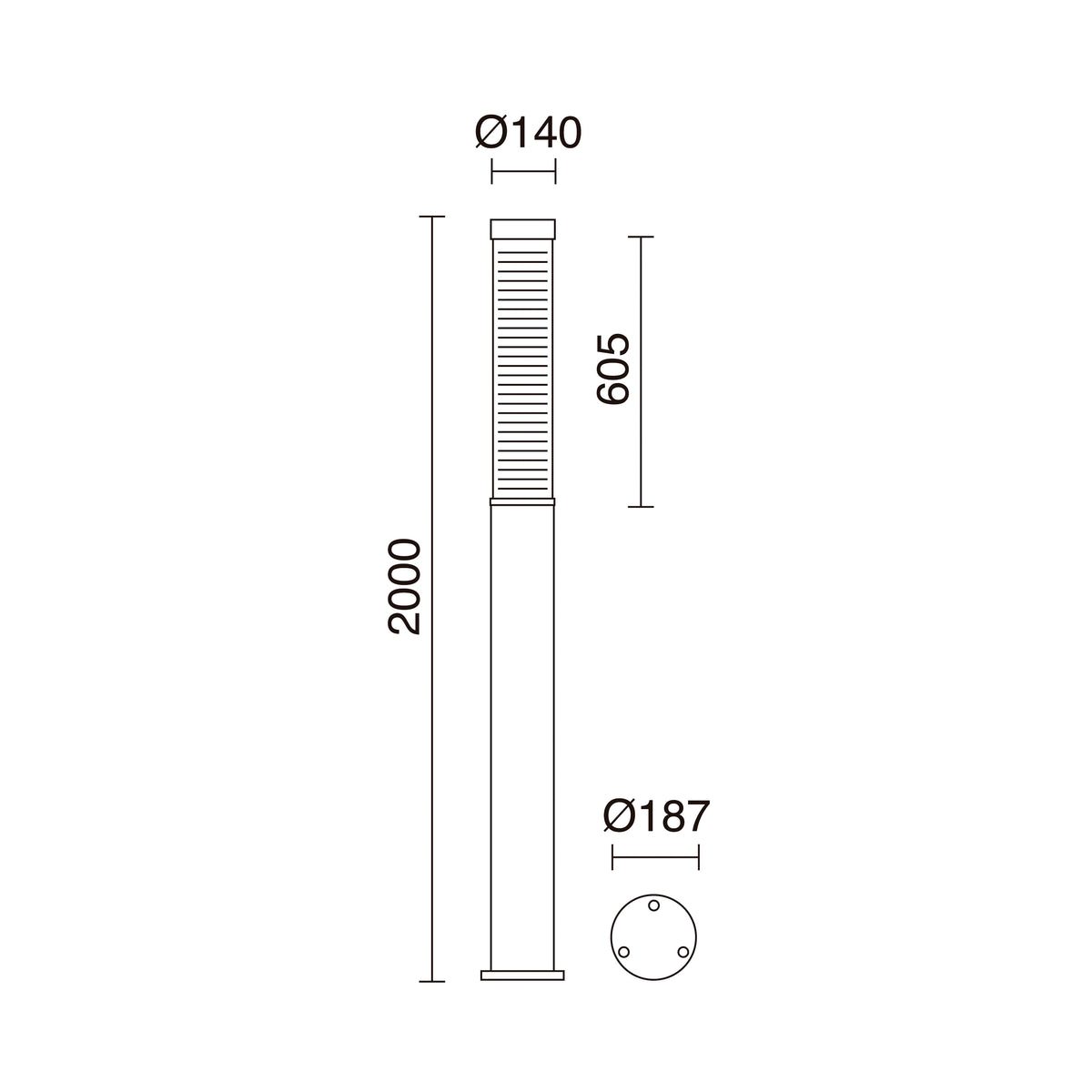 Borne extérieure Maxima IP65, anthracite, Ø 18,7 cm, H 200 cm