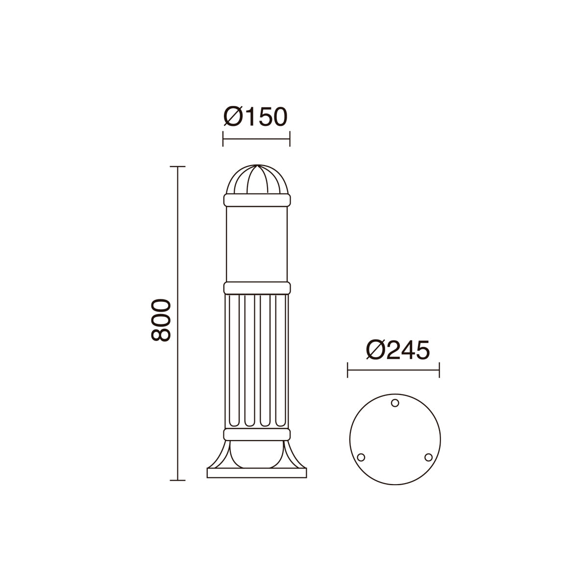 Borne extérieure Sauro IP55, noir, H 80 cm, E27