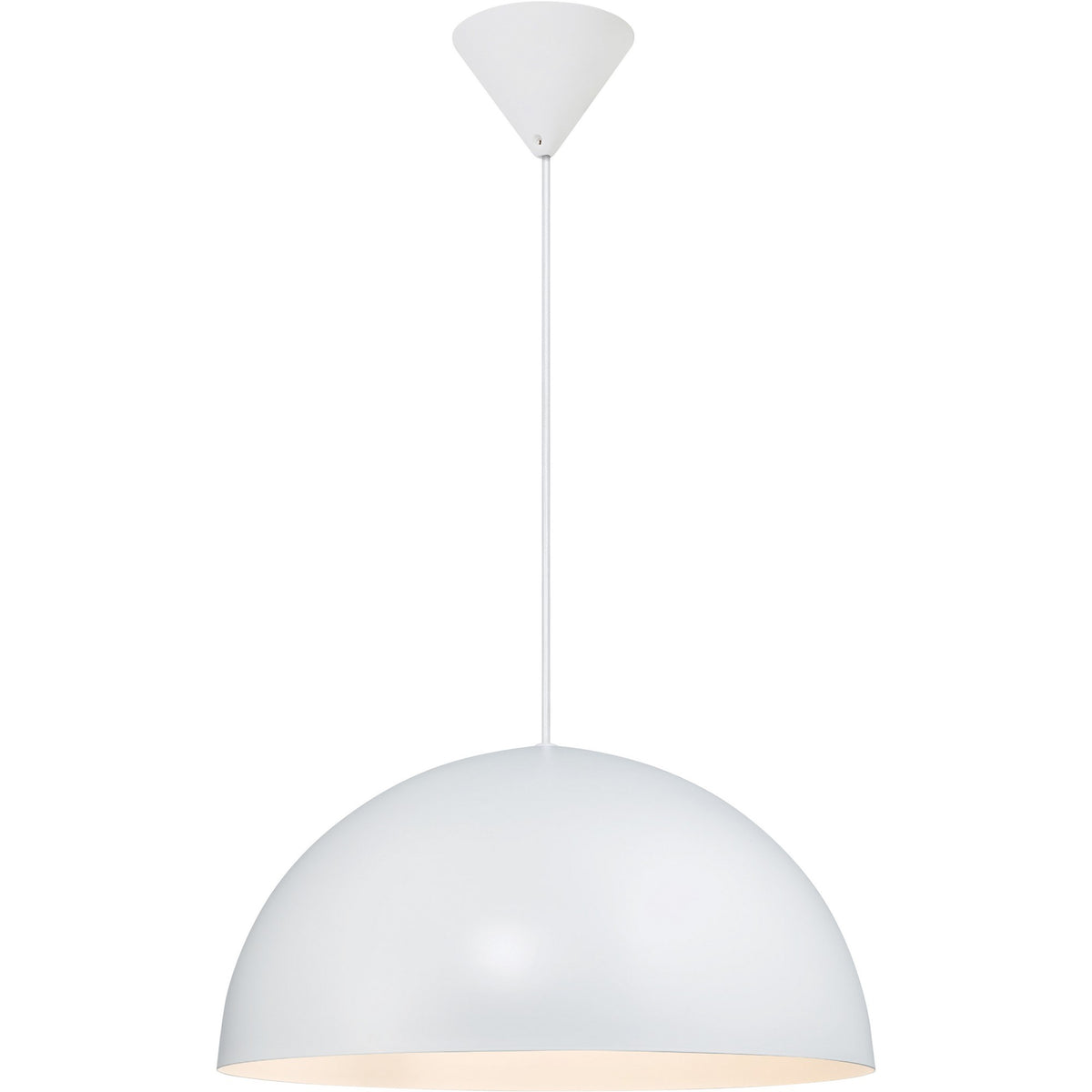 Vue d'ensemble avec la rosace conique blanche fixée au plafond