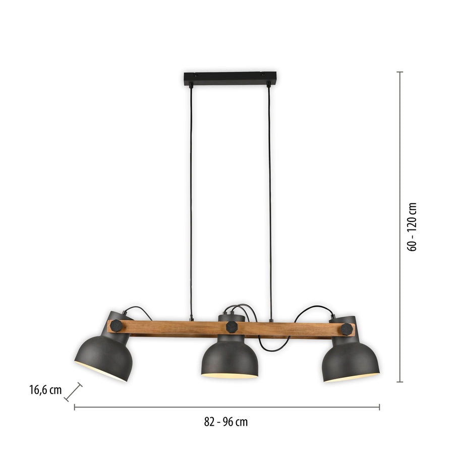 Suspension Cup 2.0 3 lumières noire et bois