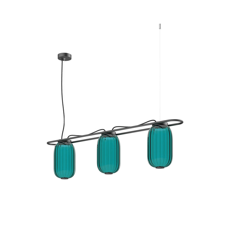 Suspension Krista 3 lumières, noir bleu