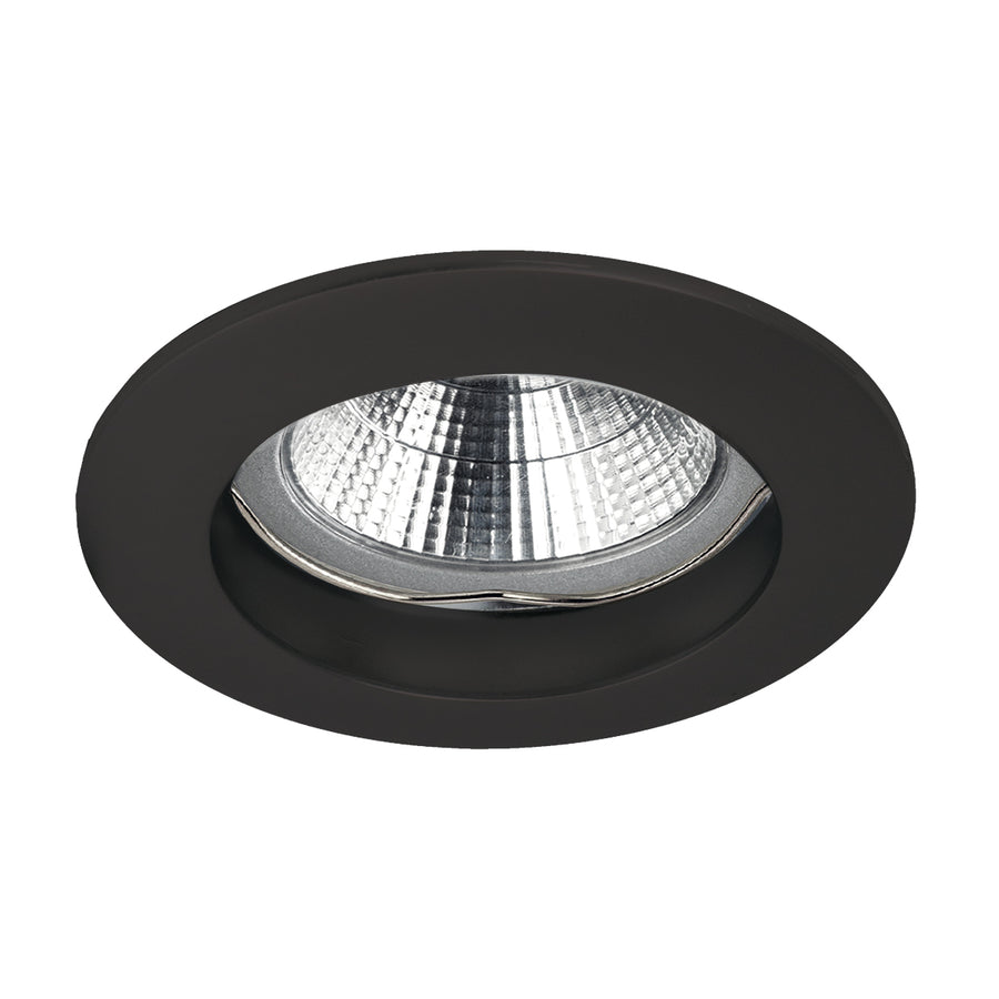Spot encastrable rond noir mat avec réflecteur strié et ampoule GU5.3 visible