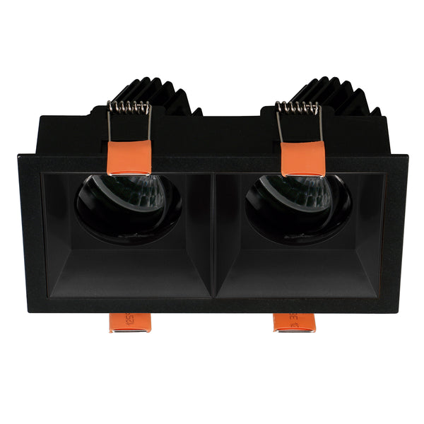 Spot encastrable orientable VIP2 double carré, optique ronde, LED intégrée, connecté Casambi, extérieur noir
