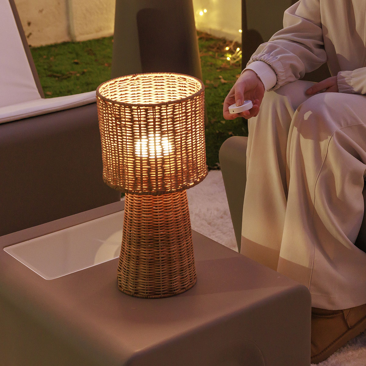 Lampe à poser Grace 40 Nature en fibres naturelles